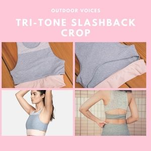 OUTDOOR VOICES Tri-Tone Slashback Crop (XS).